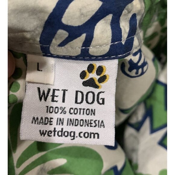 Wet Dog PM&A Men’s Large Camp Shirt Hawaiian Floral Green Blue Gray - Picture 11 of 12